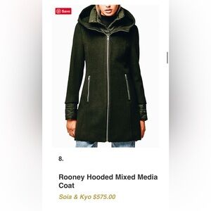 Soia & Kyo Rooney Hooded Mixed Media Coat- Large- deycleaned
